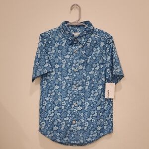 Sonoma Blue Tropical Floral Short-Sleeve Button-Down Shirt